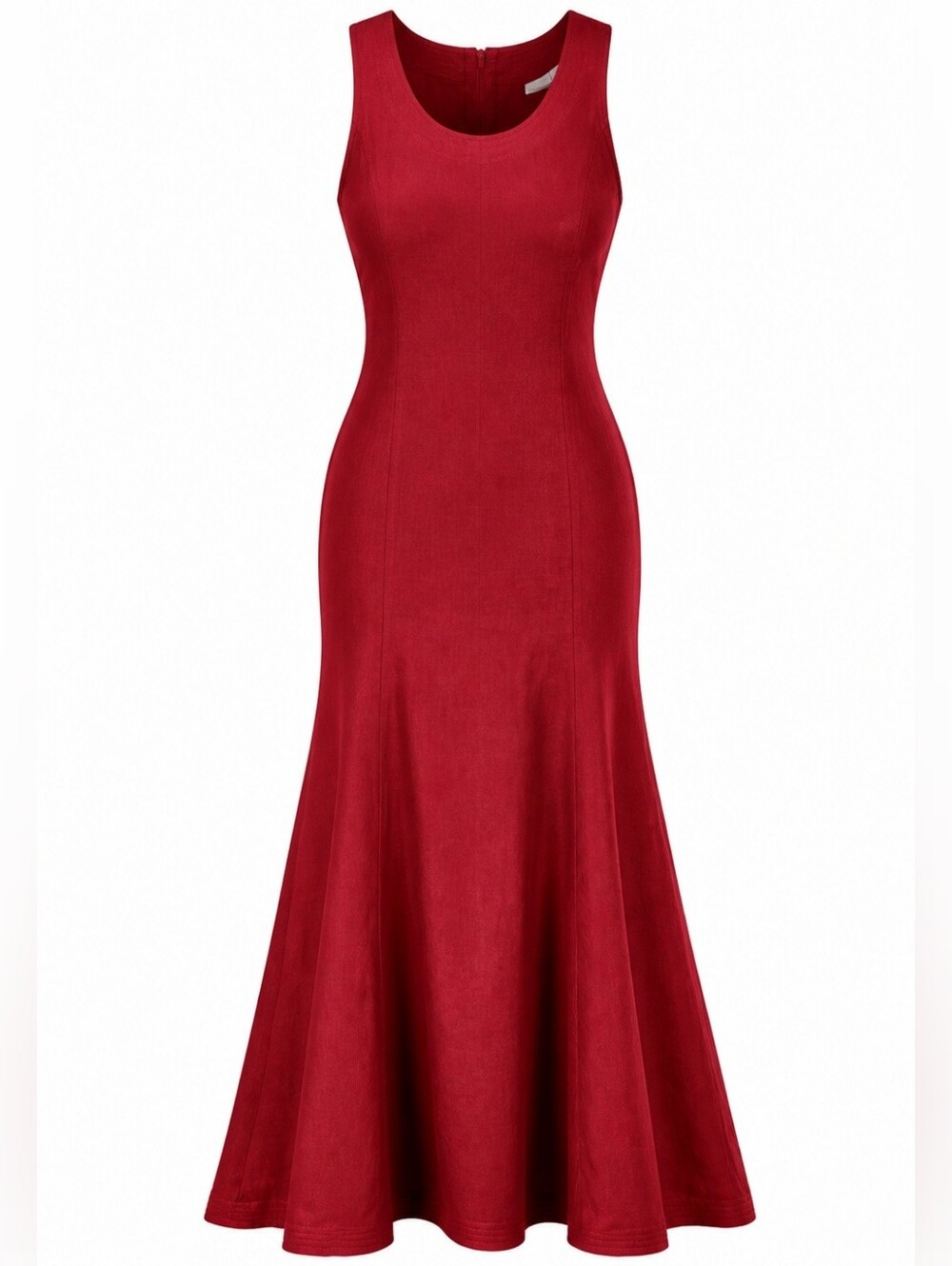 Spiegel Vintage Red Maxi Dress Sleeveless Fitted Mermaid Size 14 Cotton Tencel